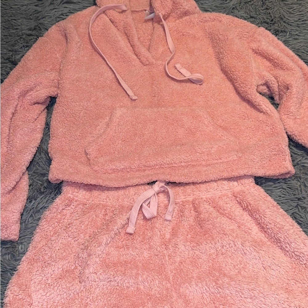 Cozy Pink Fleece Hoodie and Shorts Set